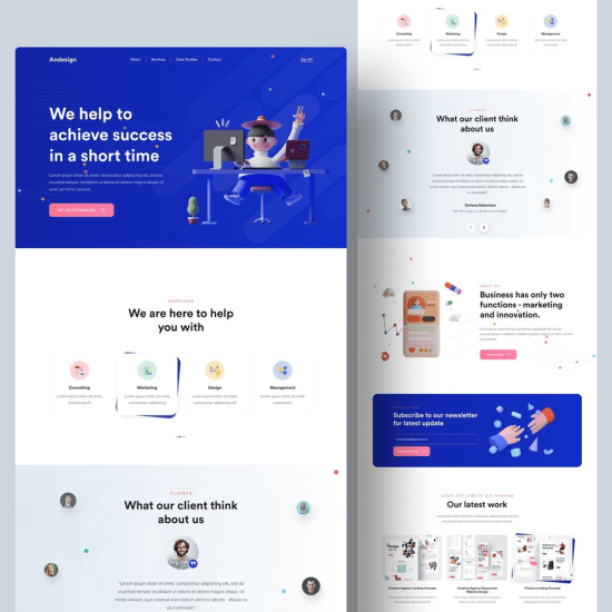 Digital marketing agency website template with services section