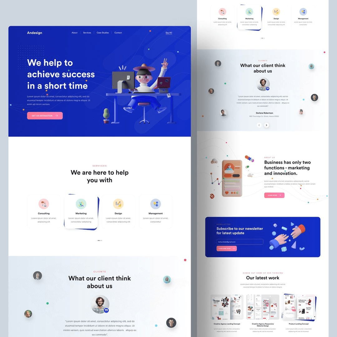 Digital marketing agency website template with services section