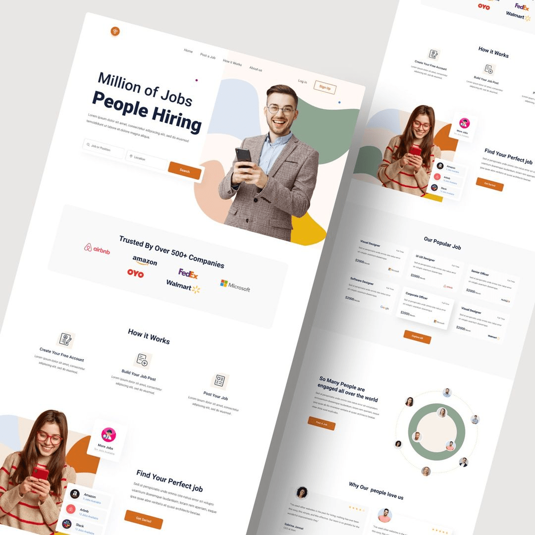 Startup fintech website template with modern UI